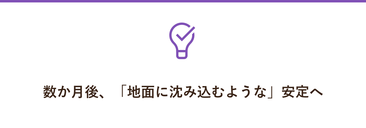 数か月後、「地面に沈み込むような」安定へ