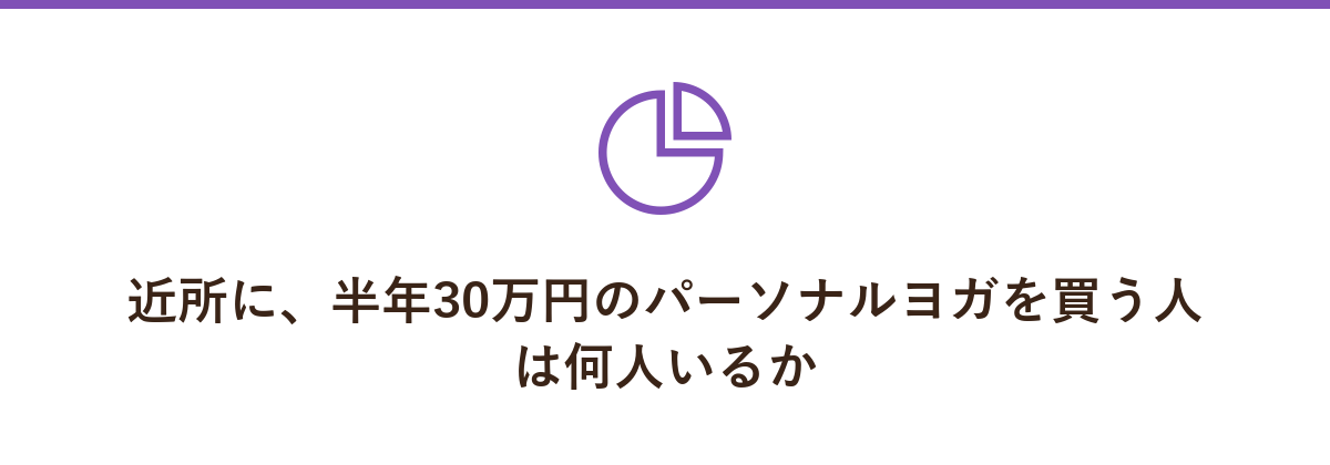 近所に、半年30万円のパーソナルヨガを買う人は何人いるか