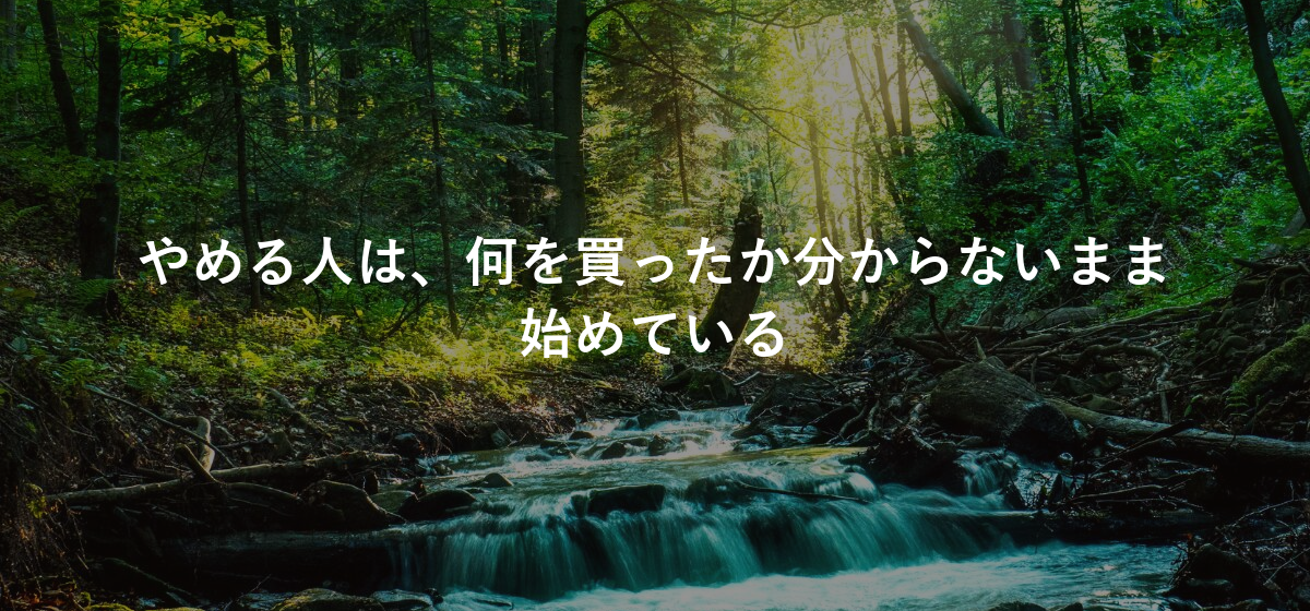 やめる人は、何を買ったか分からないまま始めている
